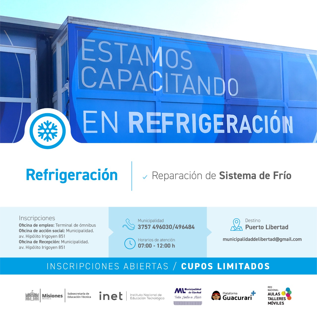 La ATM de Refrigeración estará inscribiendo estudiantes en Puerto Libertad