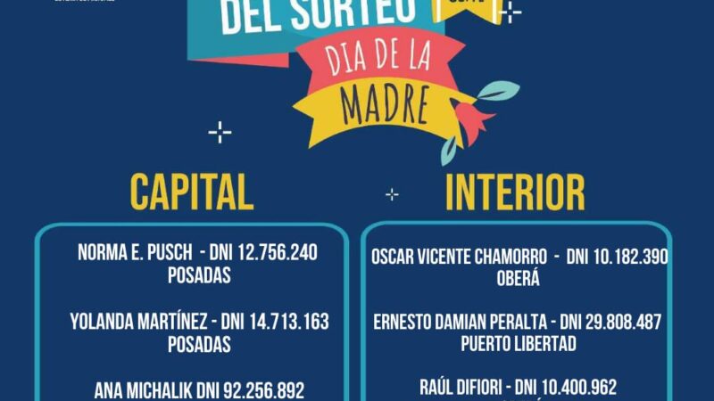 Se conocieron los ganadores del sorteo especial por el Día de la Madre