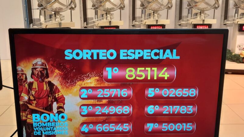Con el N° 85114 se llevó el 0Km del Bono Colaboración de Bomberos Voluntarios