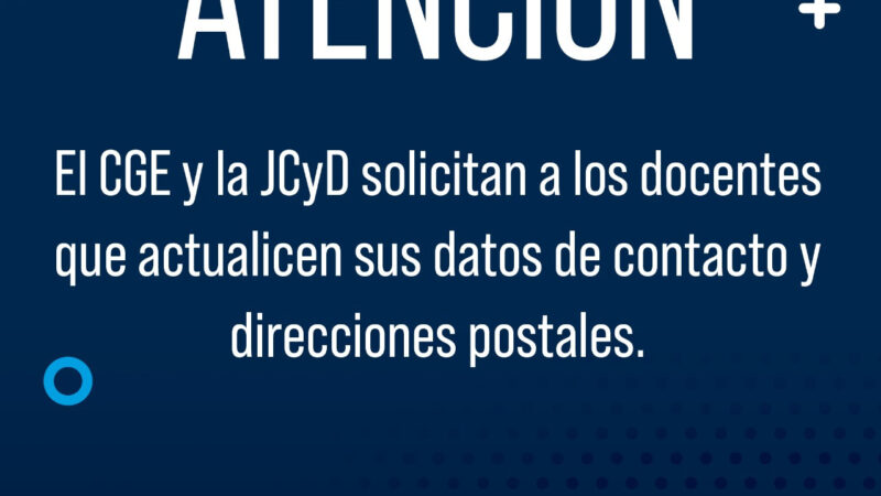 Convocan a los trabajadores de la educación a que actualicen sus datos