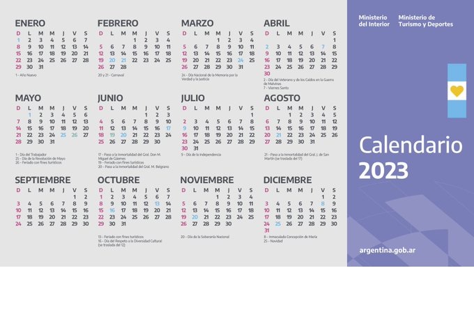 El 2023 tendrá 19 feriados y 11 fines de semana largo