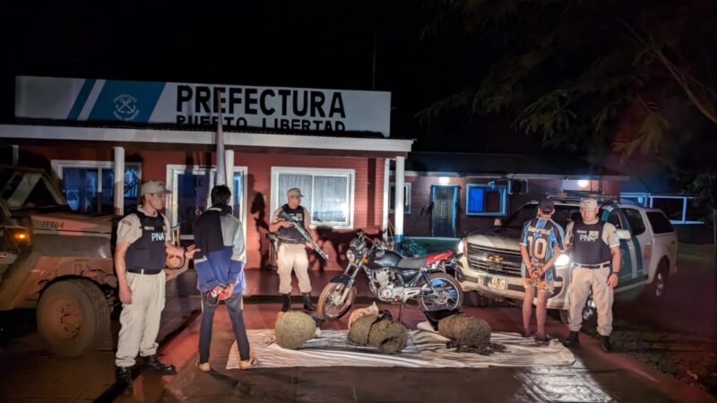 Prefectura detuvo a dos hombres que trasladaban marihuana en Misiones