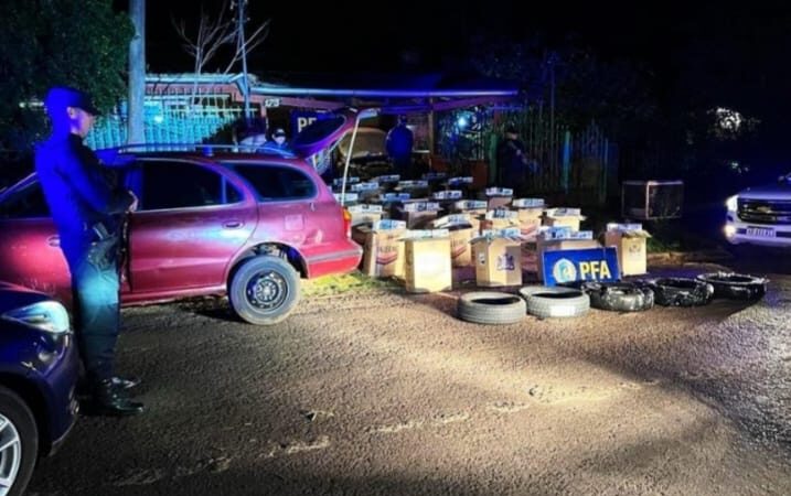 Contrabando hormiga: La PFA allanó una vivienda e incautó cigarrillos y cubiertas
