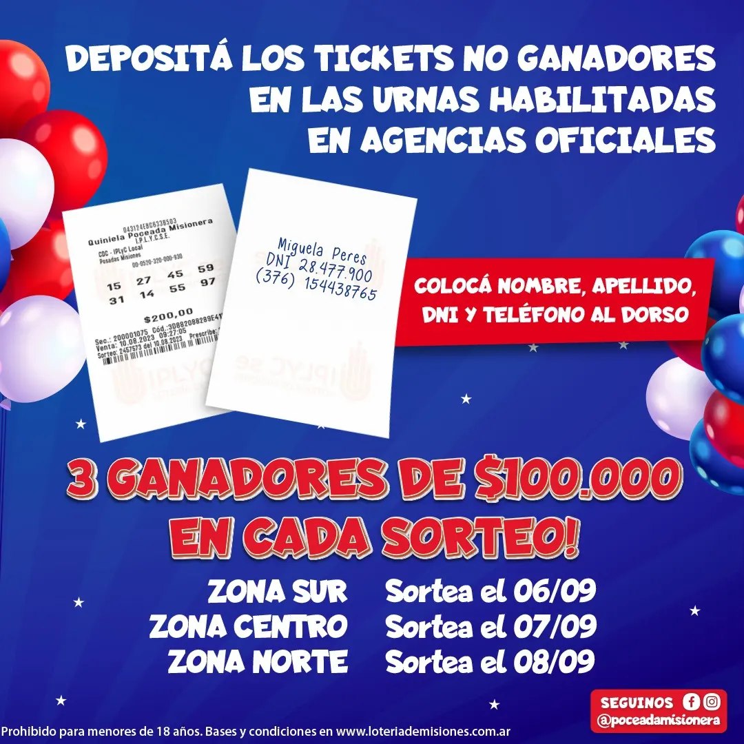 Sorteos especiales para celebrar el aniversario de la Poceada Misionera