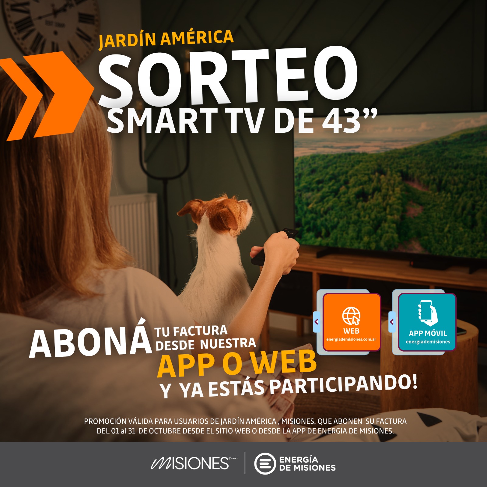 Energia de Misiones sorteará un Smart Tv entre sus usuarios de Jardín América