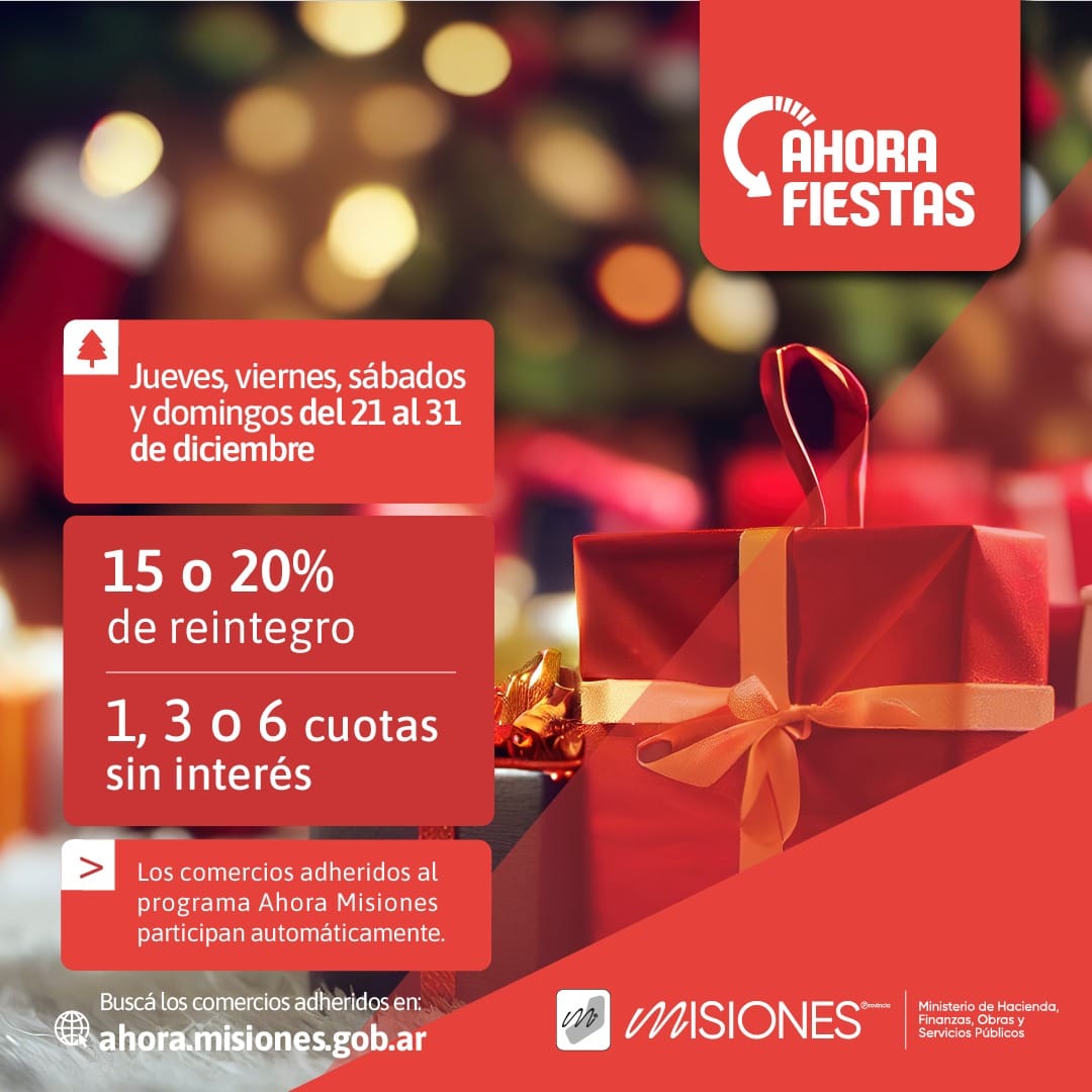 Hasta el 31 de diciembre estará vigente el programa ahora fiestas