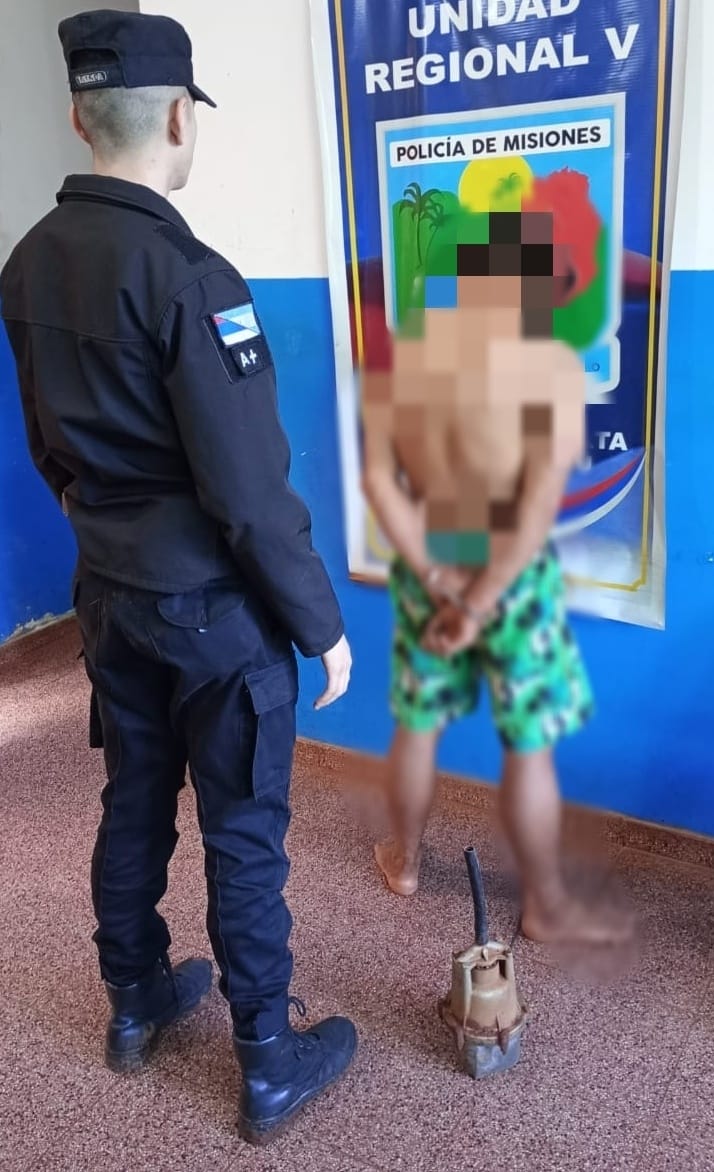 Atraparon a un joven cuando escapaba con una bomba de agua en Puerto Iguazú