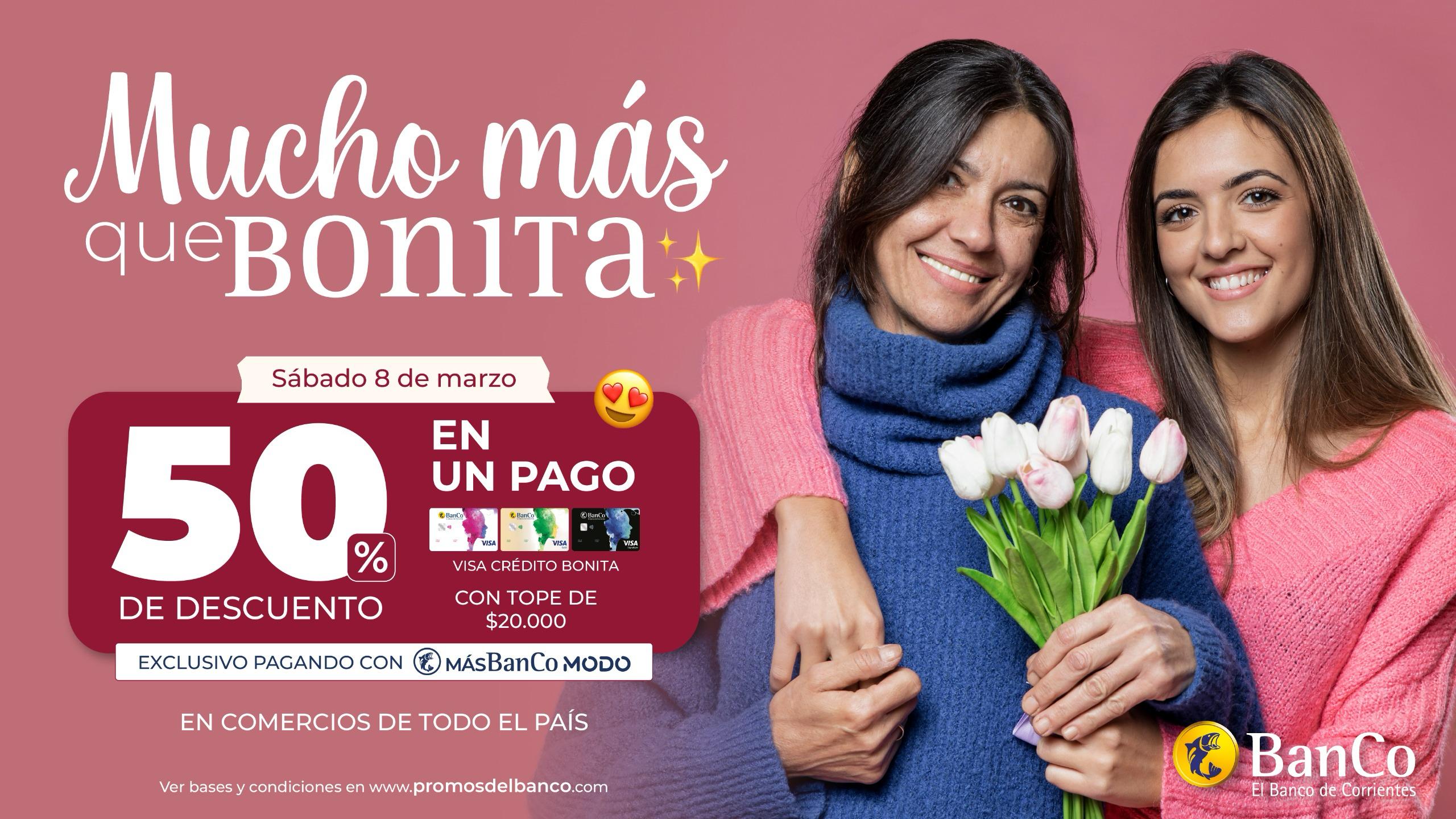 Día de la Mujer: el Banco de Corrientes presenta su promoción especial con 50% de descuento