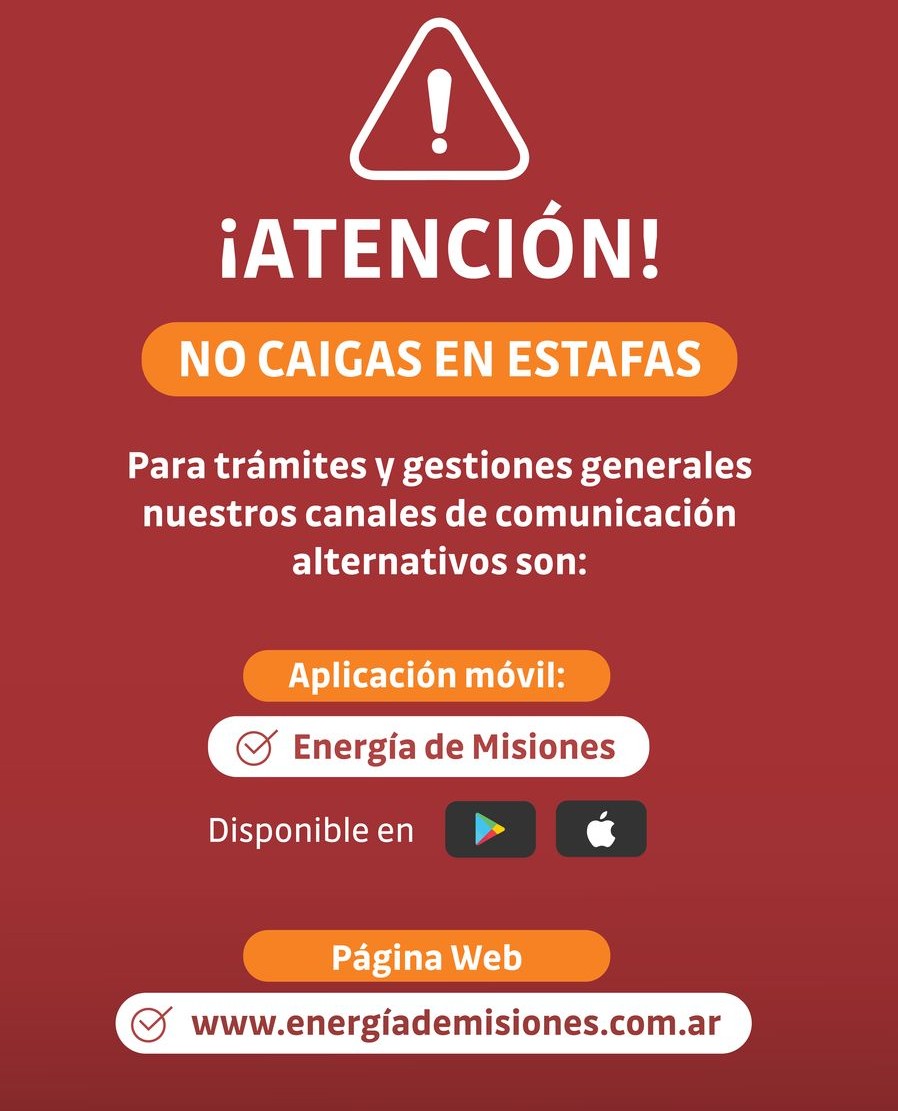 Energía de Misiones advierte sobre nuevos intentos de estafa contra adultos mayores