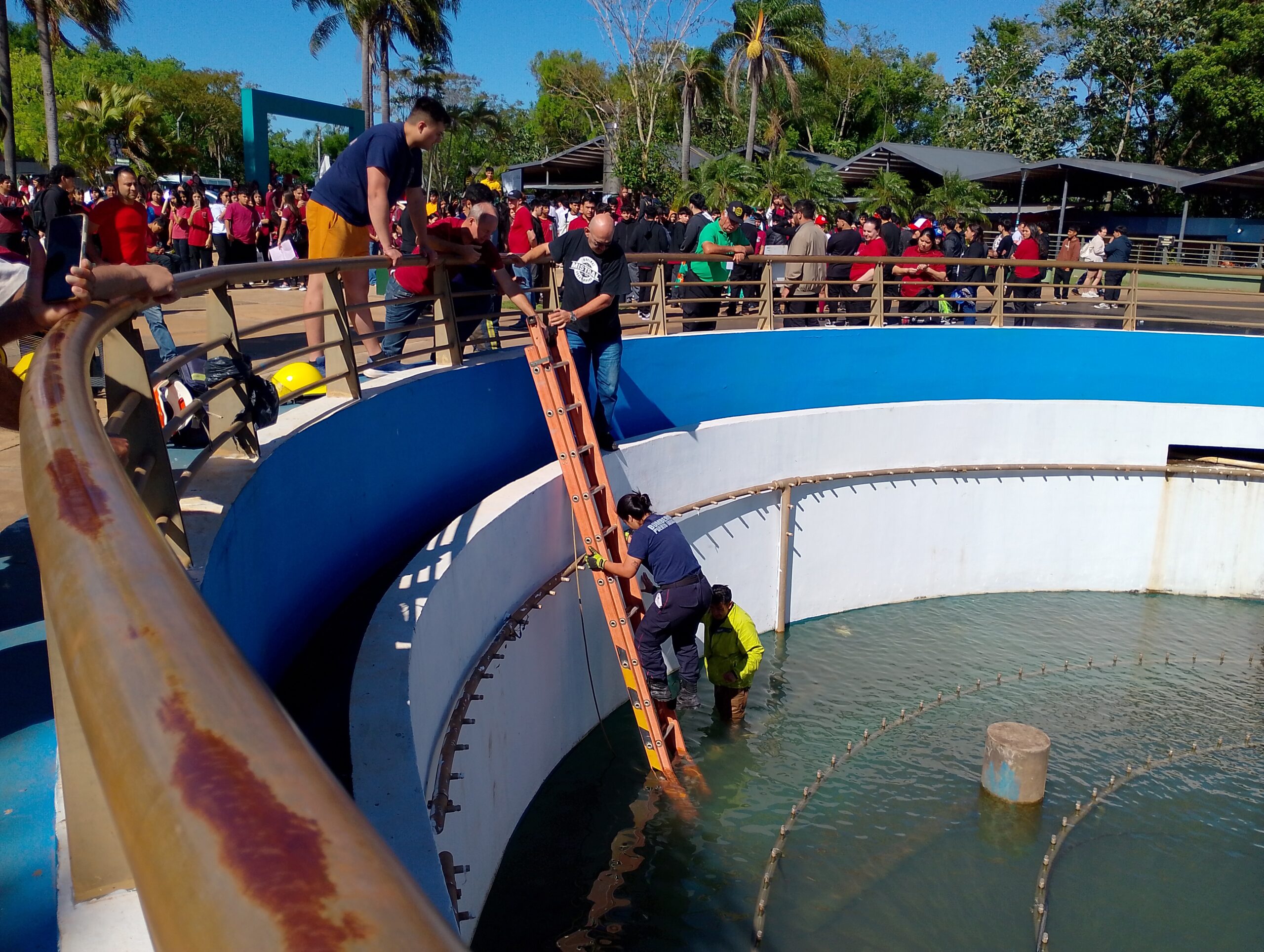 Hombre se habría tirado a la fuente del hito de las Tres Fronteras y debió ser rescatado